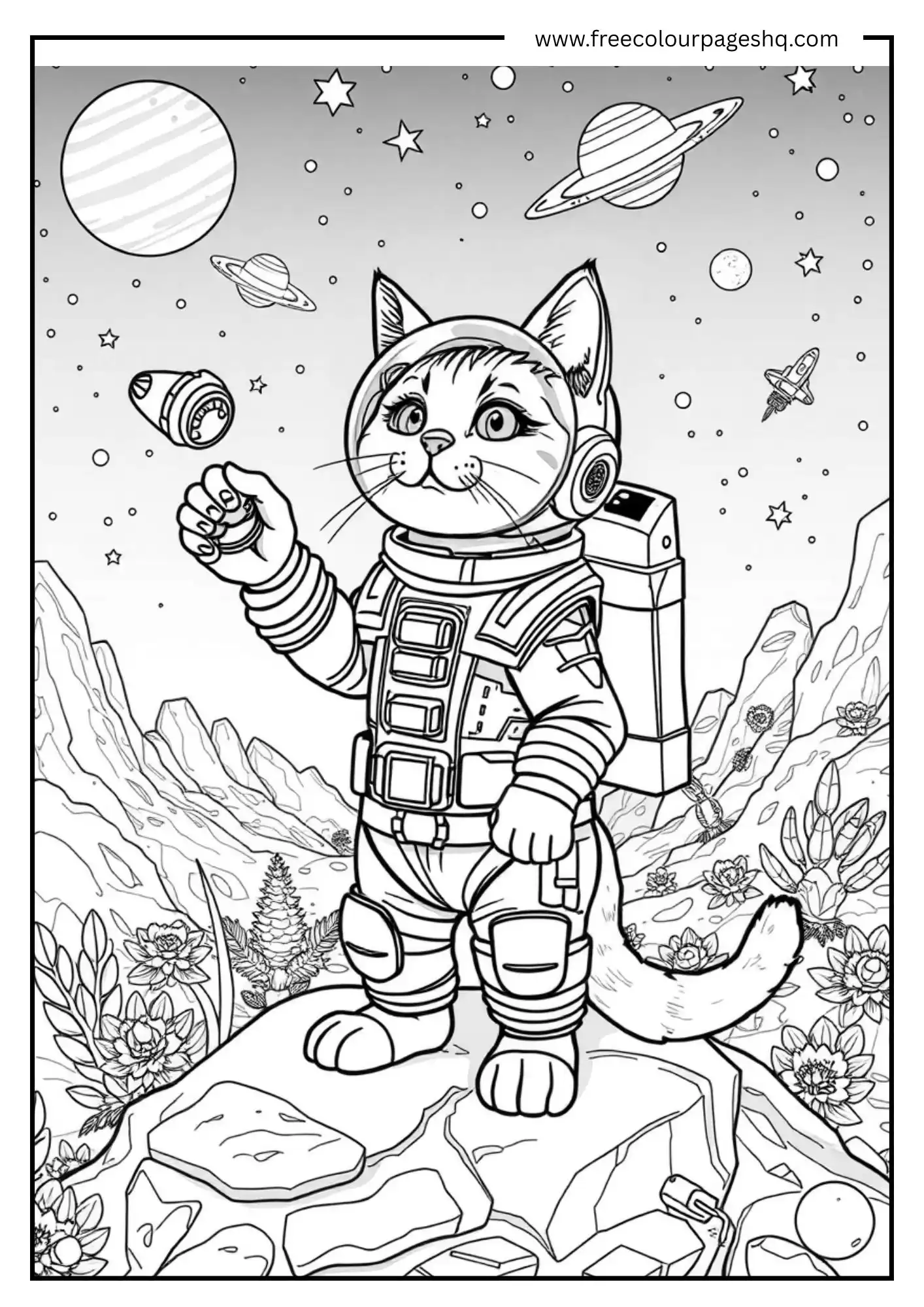Astronaut Kitty on the Moon 