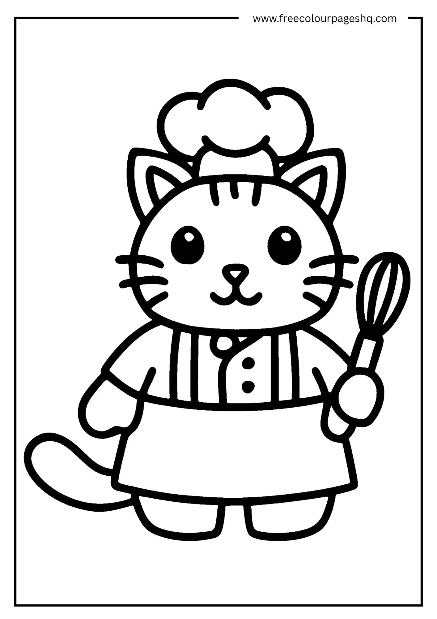 Baking Cat Coloring Page