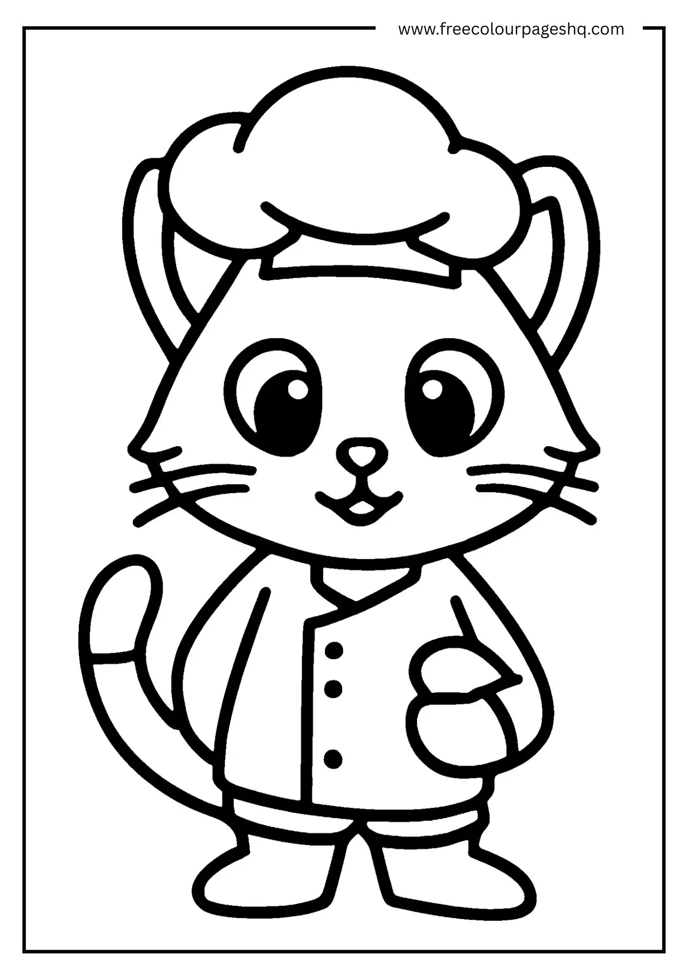 Chef Cat Coloring Page