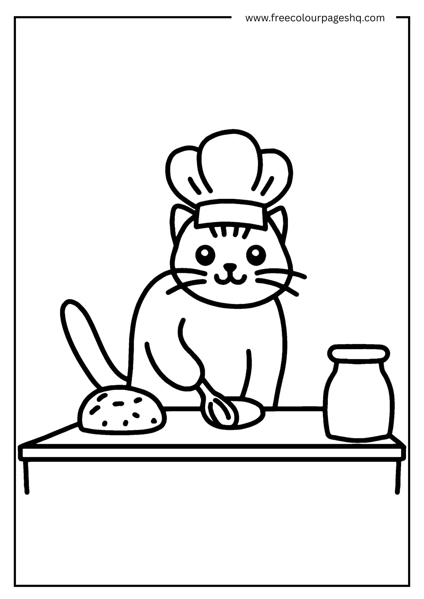 Baker Cat Coloring Page