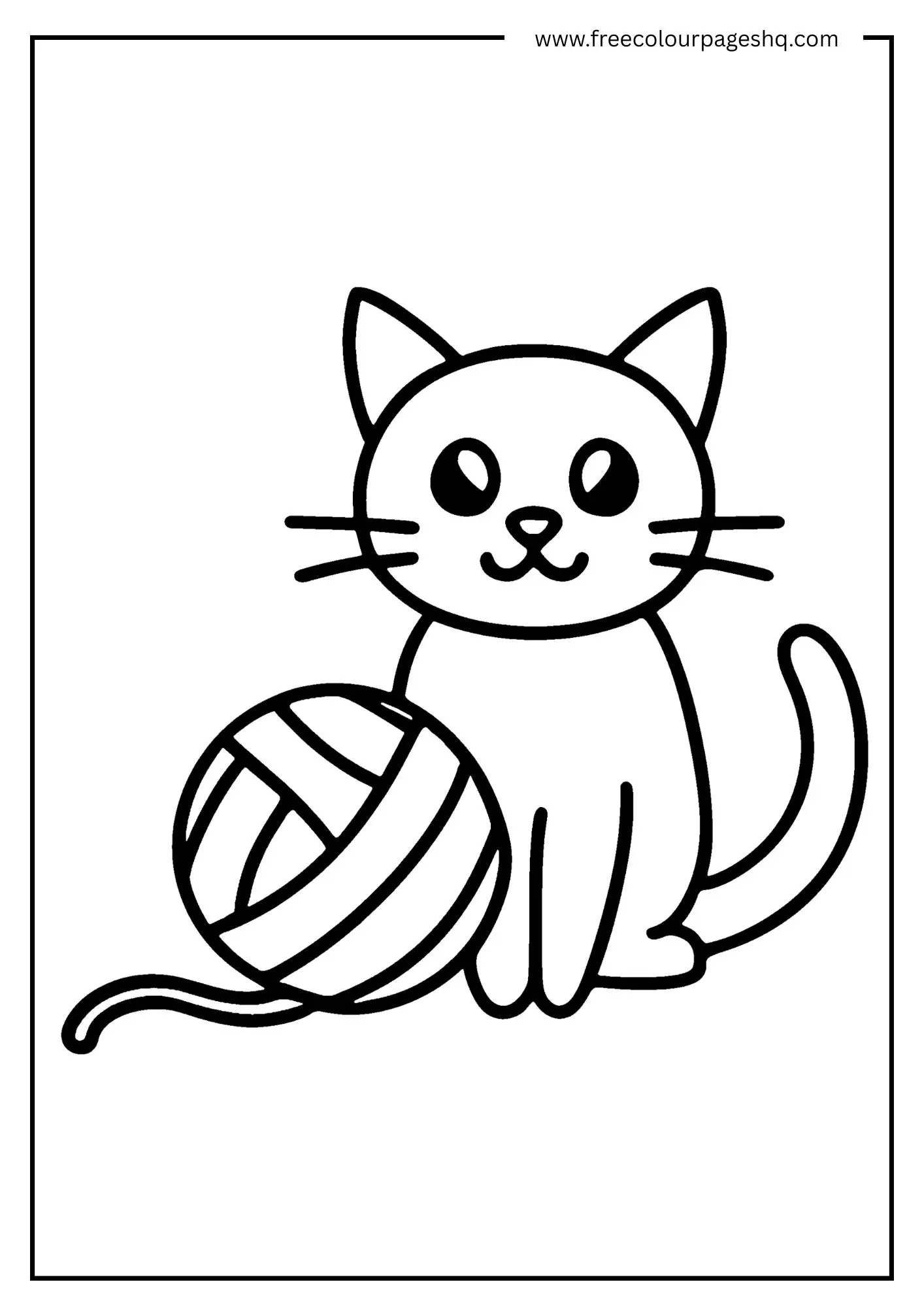 Playful Yarn Cat Coloring Page