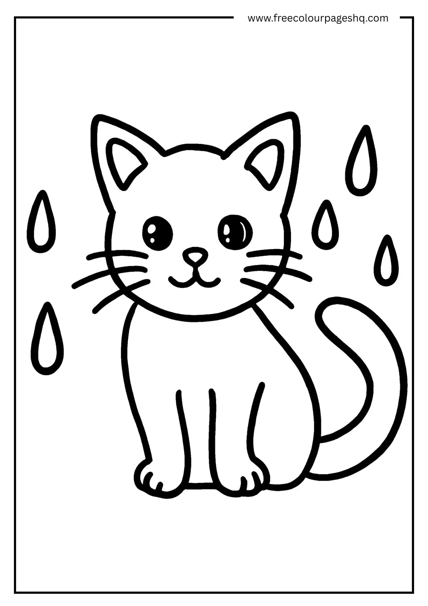 Rainy Day Kitty Coloring Page