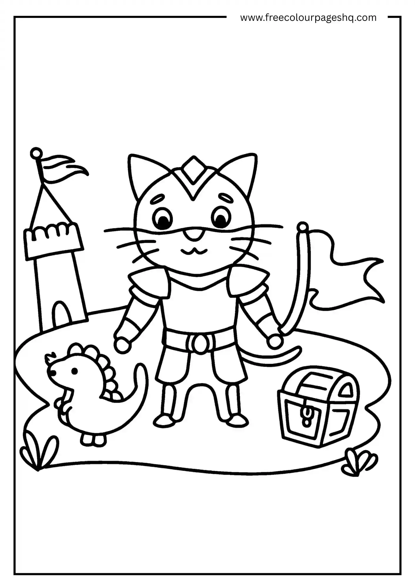 Cat of the Castle Coloring Page