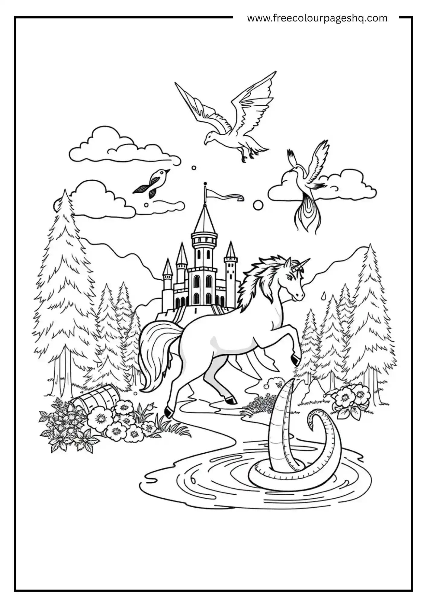Fantasy Scene with a Unicorn