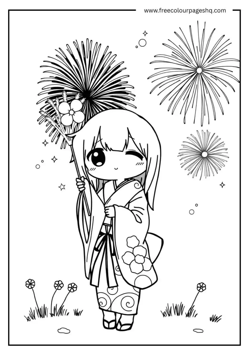 Kimono Girl & Firework Festival
