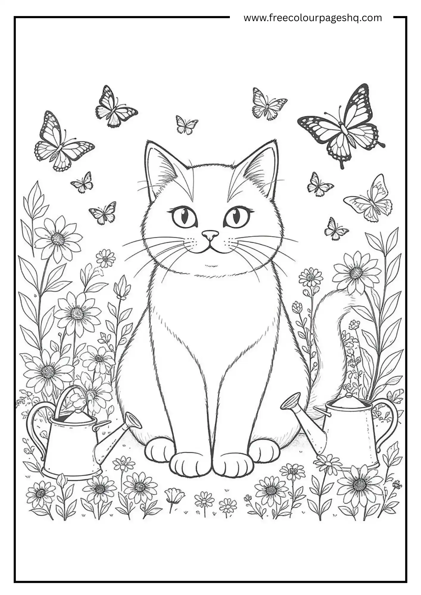 Meow in the Garden Coloring Page