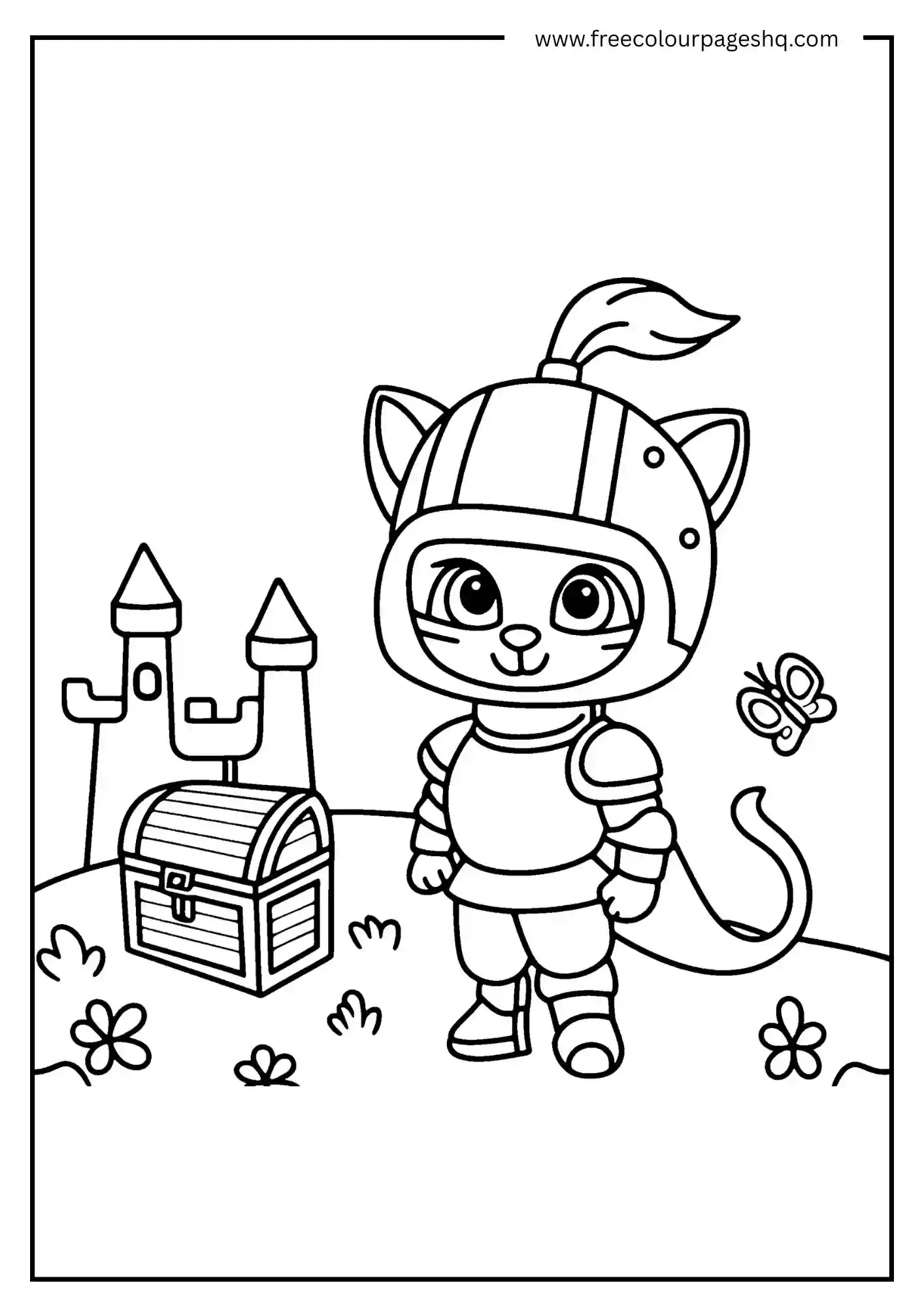 Purrfect Knight Coloring Page