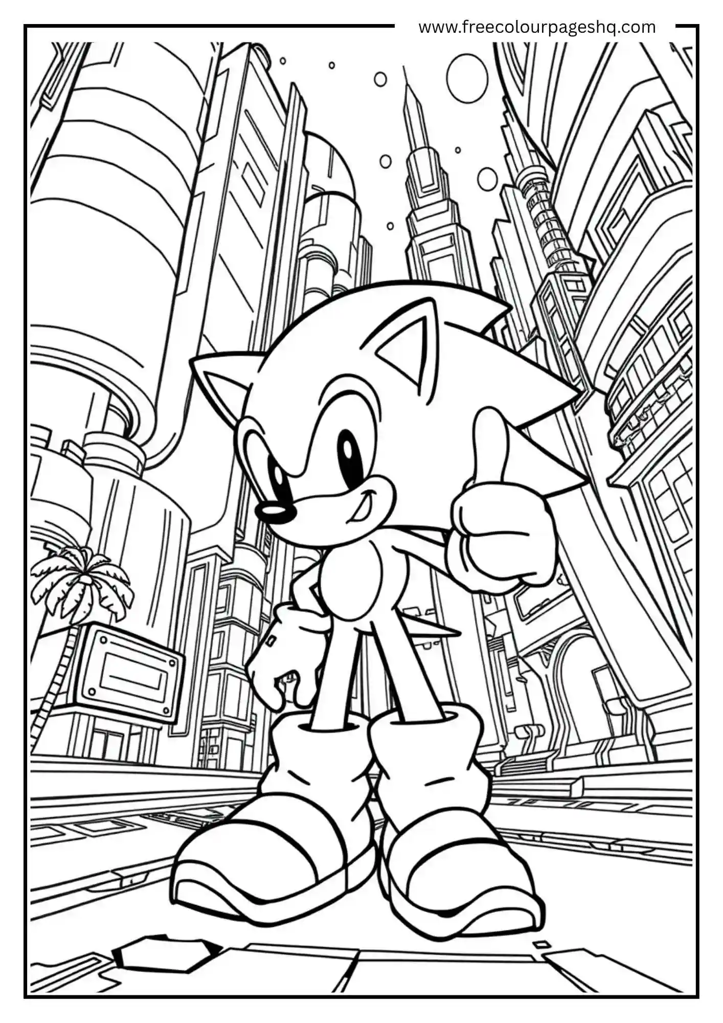 Sonic Giving Thumbs Up in City