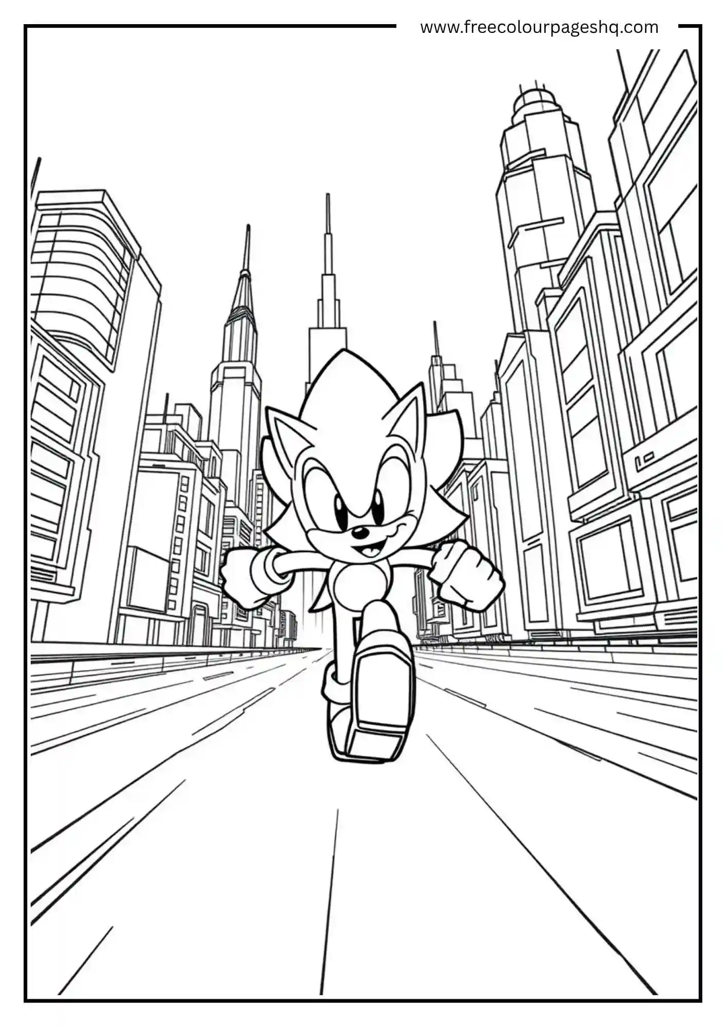 Sonic Running Through City