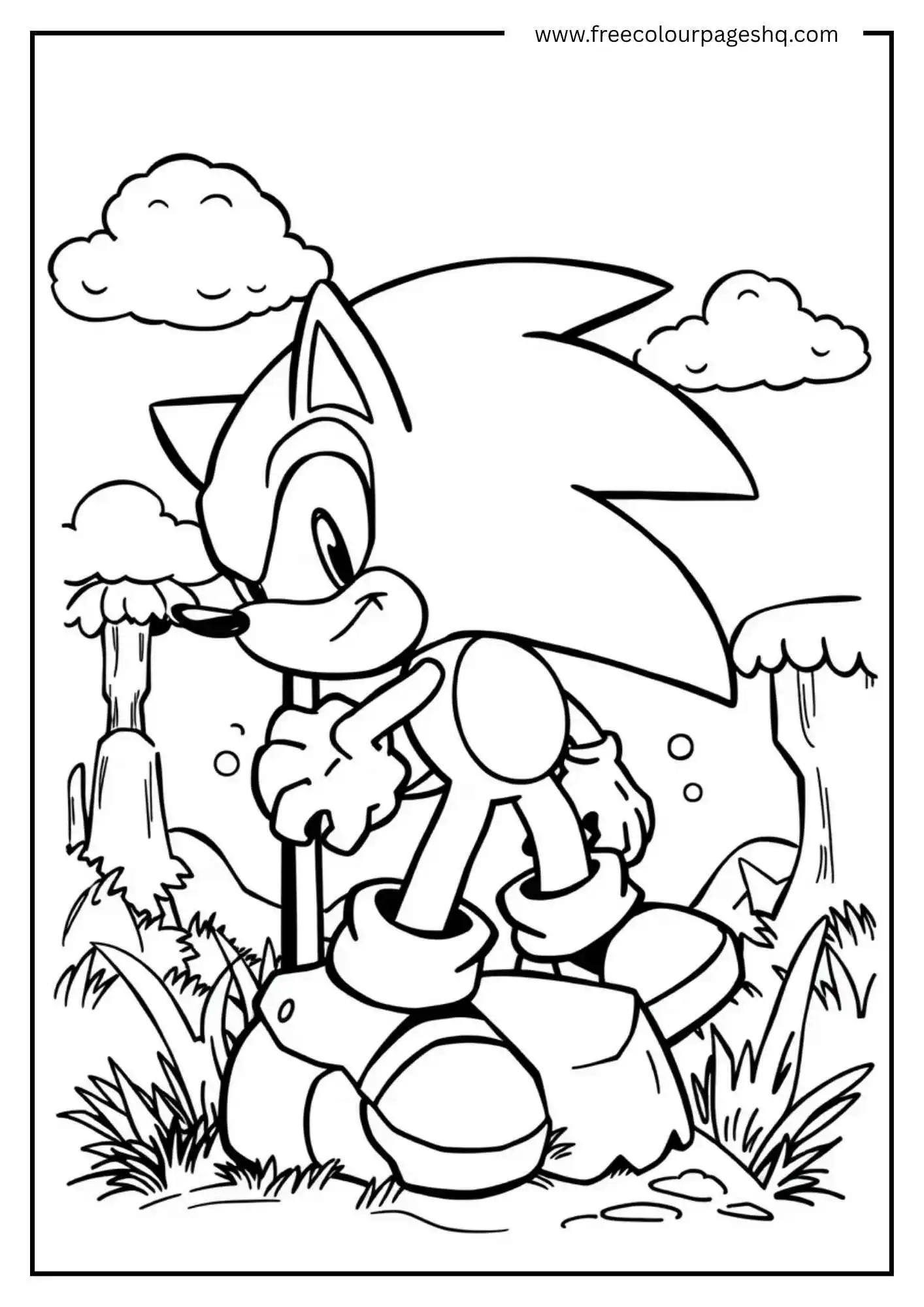 Sonic Standing by a Pole