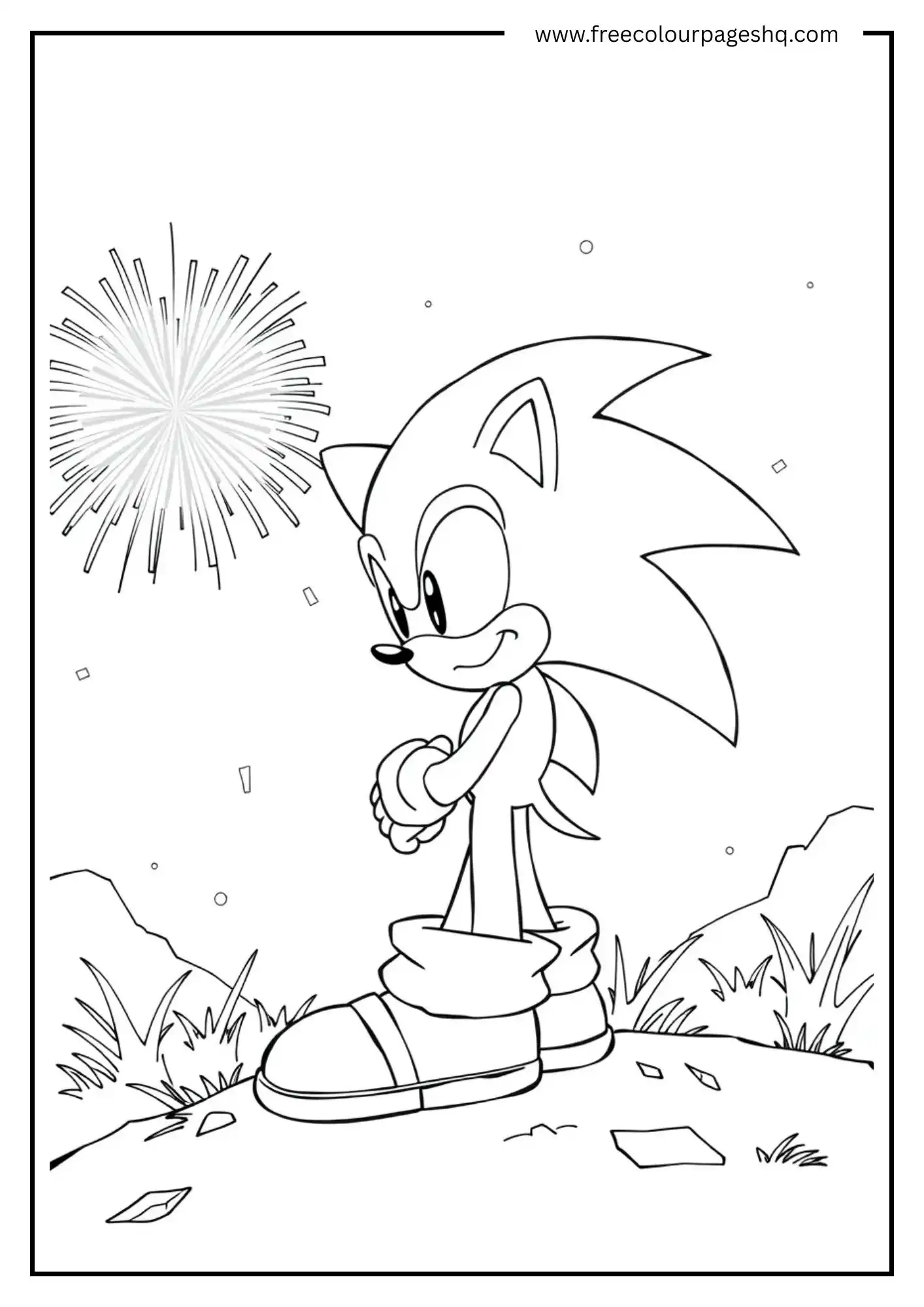 Sonic and a Firework Burst