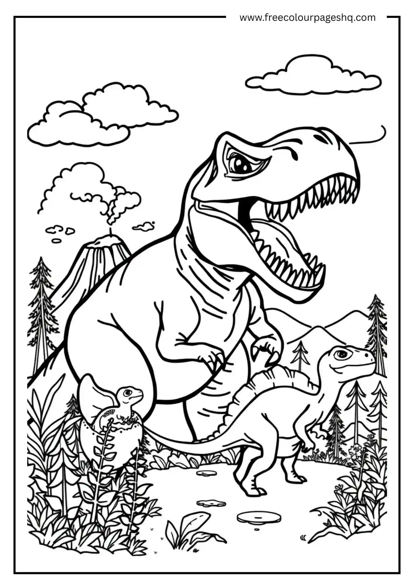 T-Rex and Baby Dinosaurs