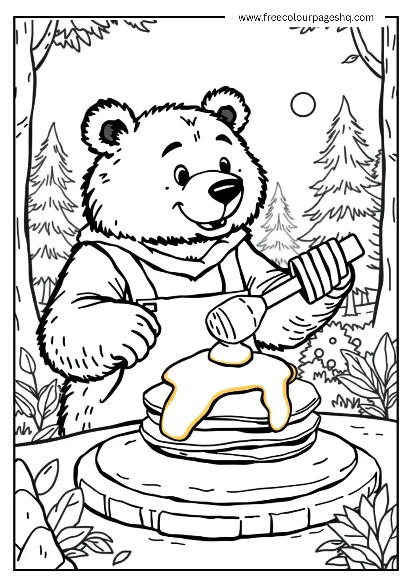 Bear with Pancakes and Honey
