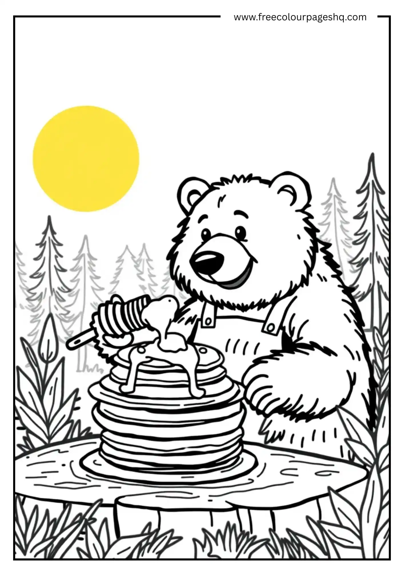Bear with Tall Stack of Pancakes