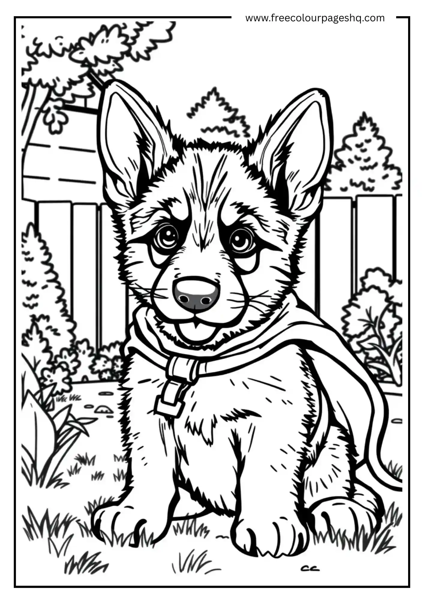 Brave Puppy in a Cape Coloring Page