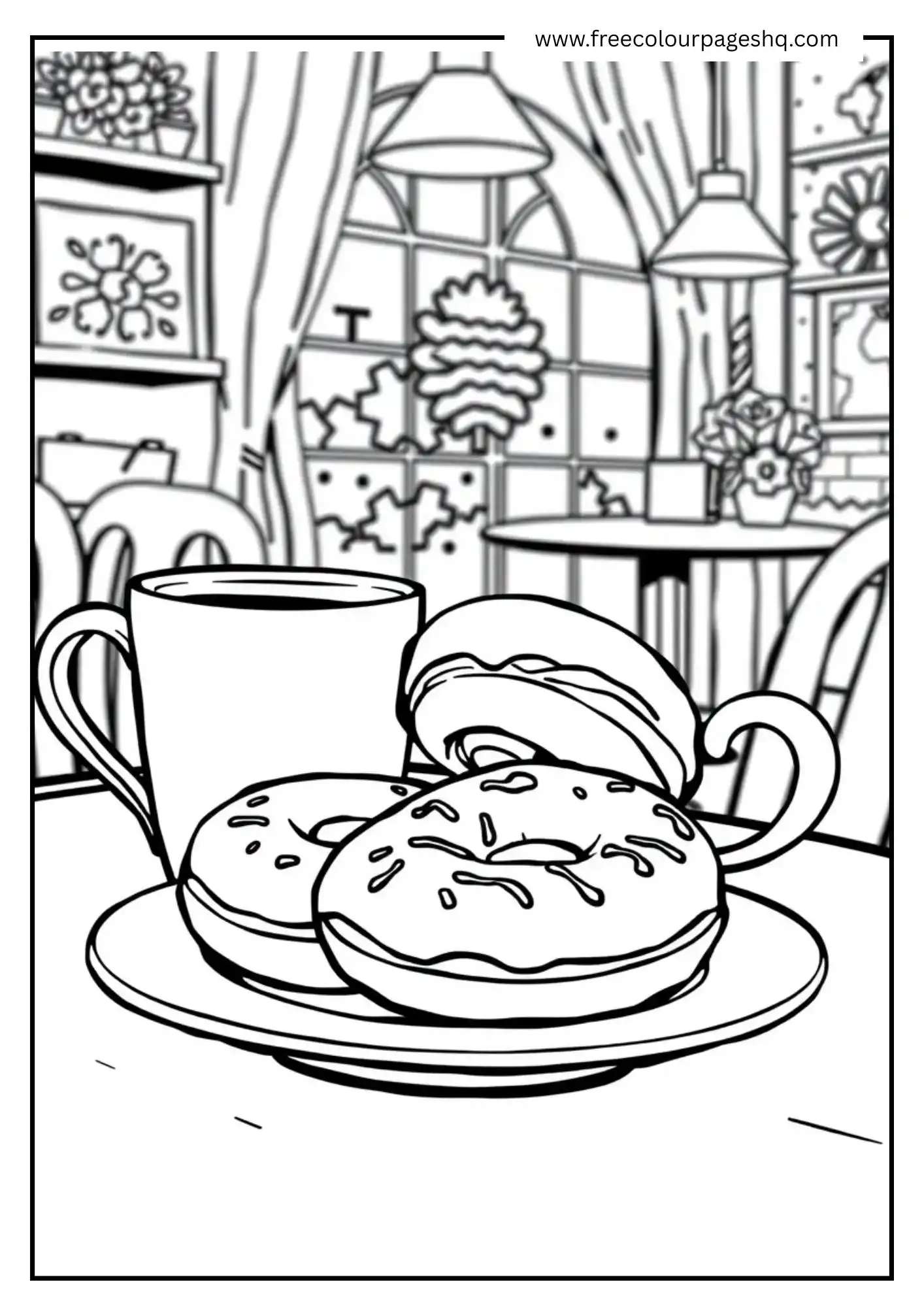 Coffee and Donuts in a Cozy Cafe