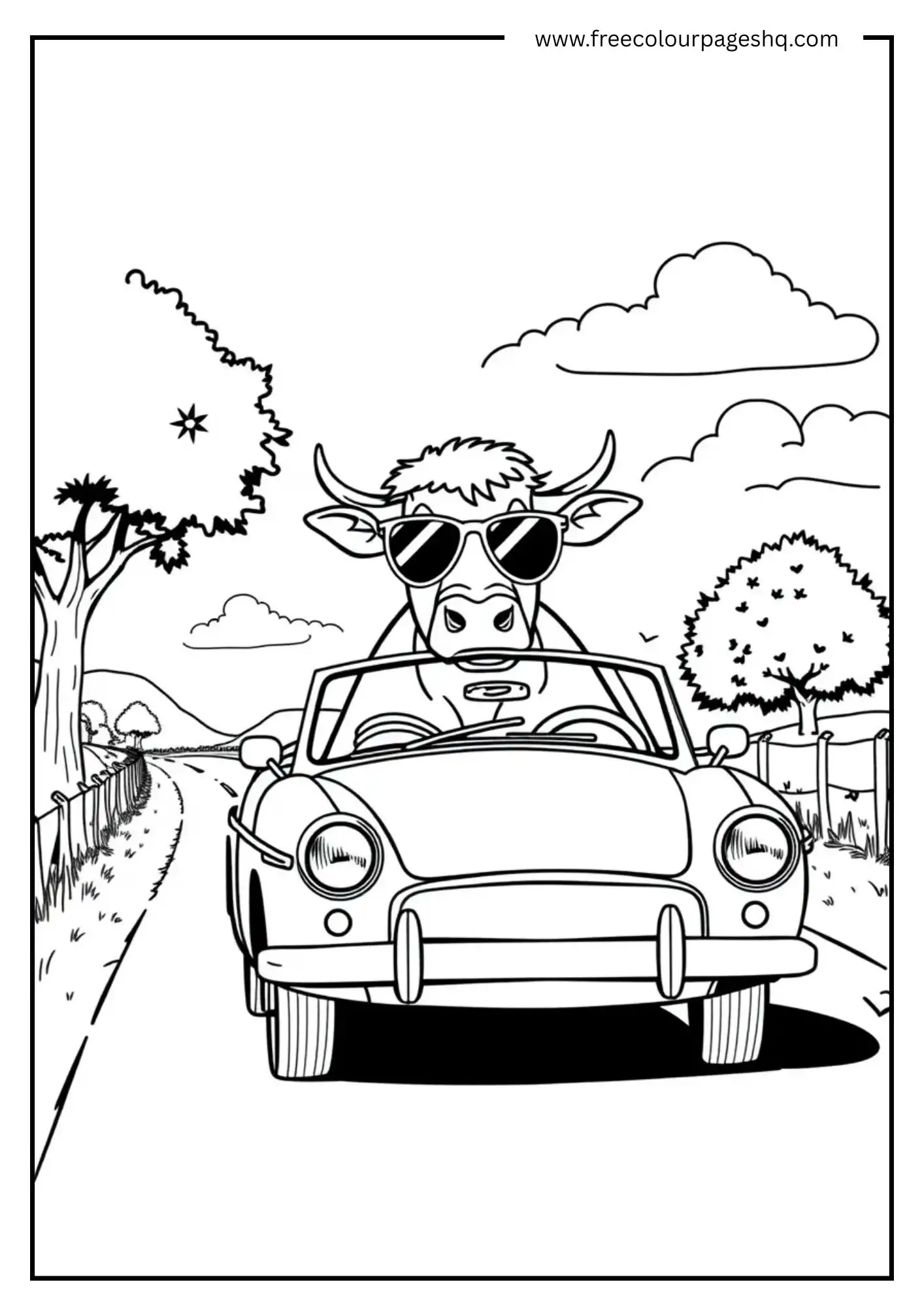 Cow Driving Convertible Car Cow Driving Convertible Car