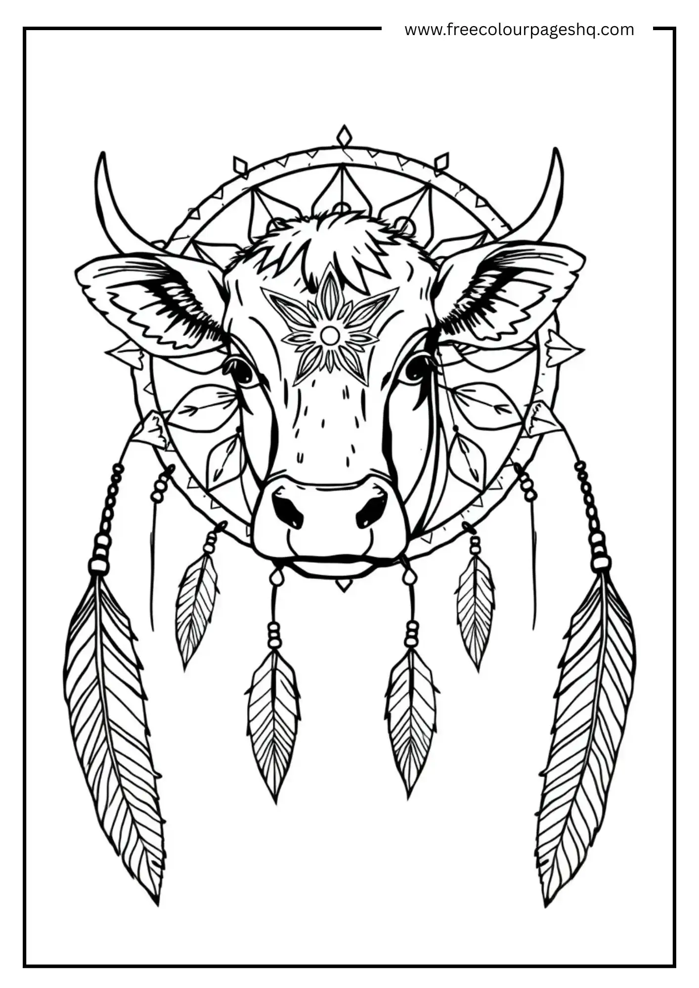 Cow In Dreamcatcher Mandala Cow In Dreamcatcher Mandala