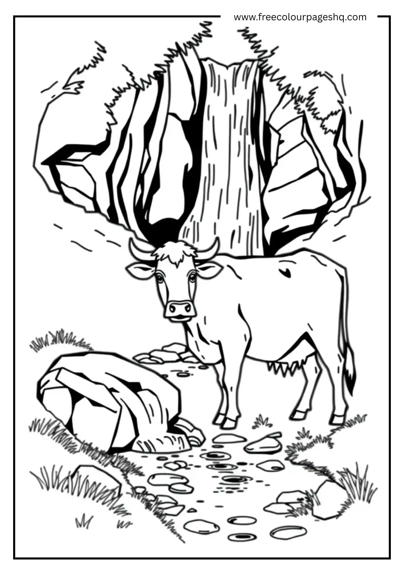 Cow at Waterfall Cow at Waterfall