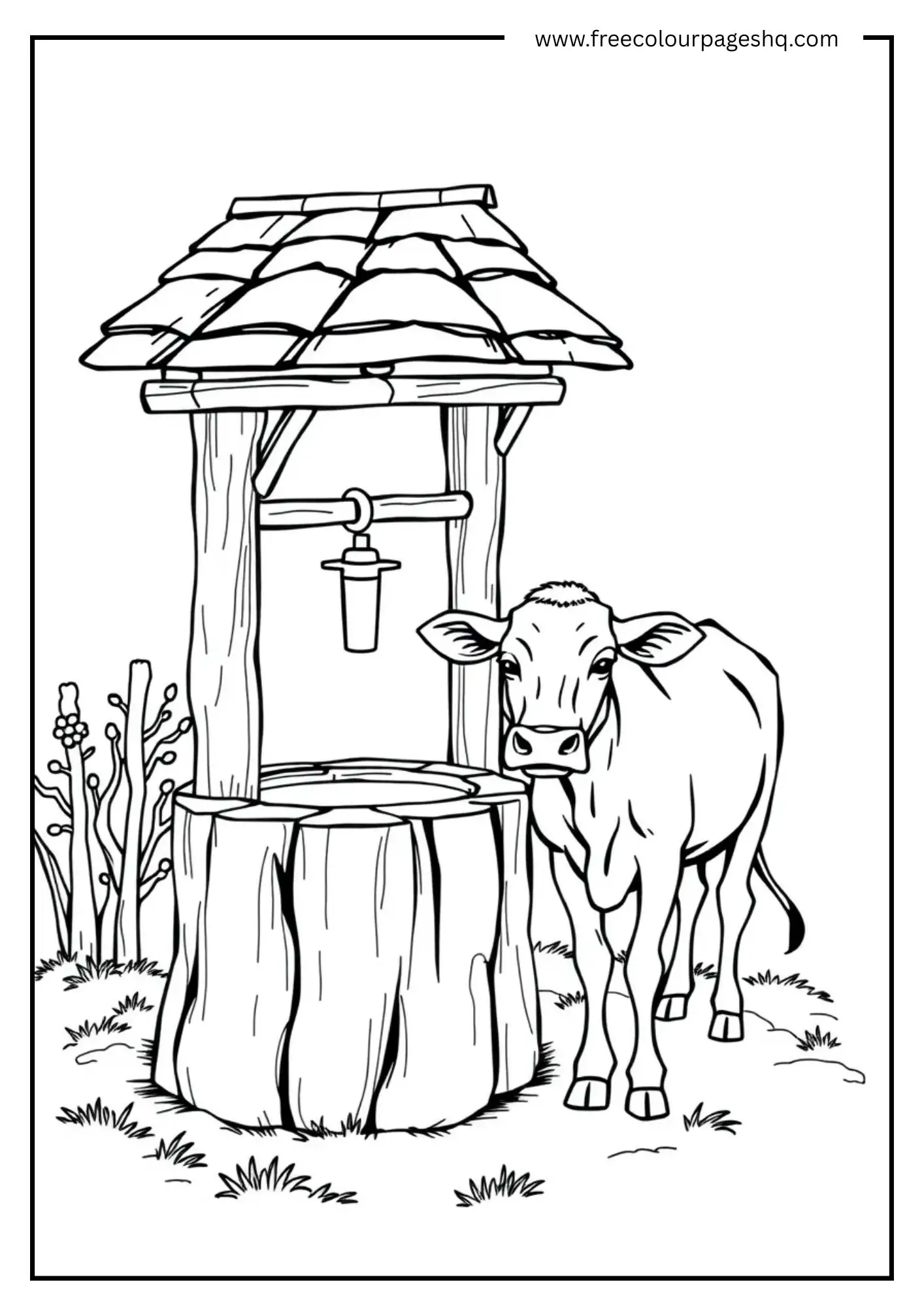 Cow by Wooden Well Cow by Wooden Well