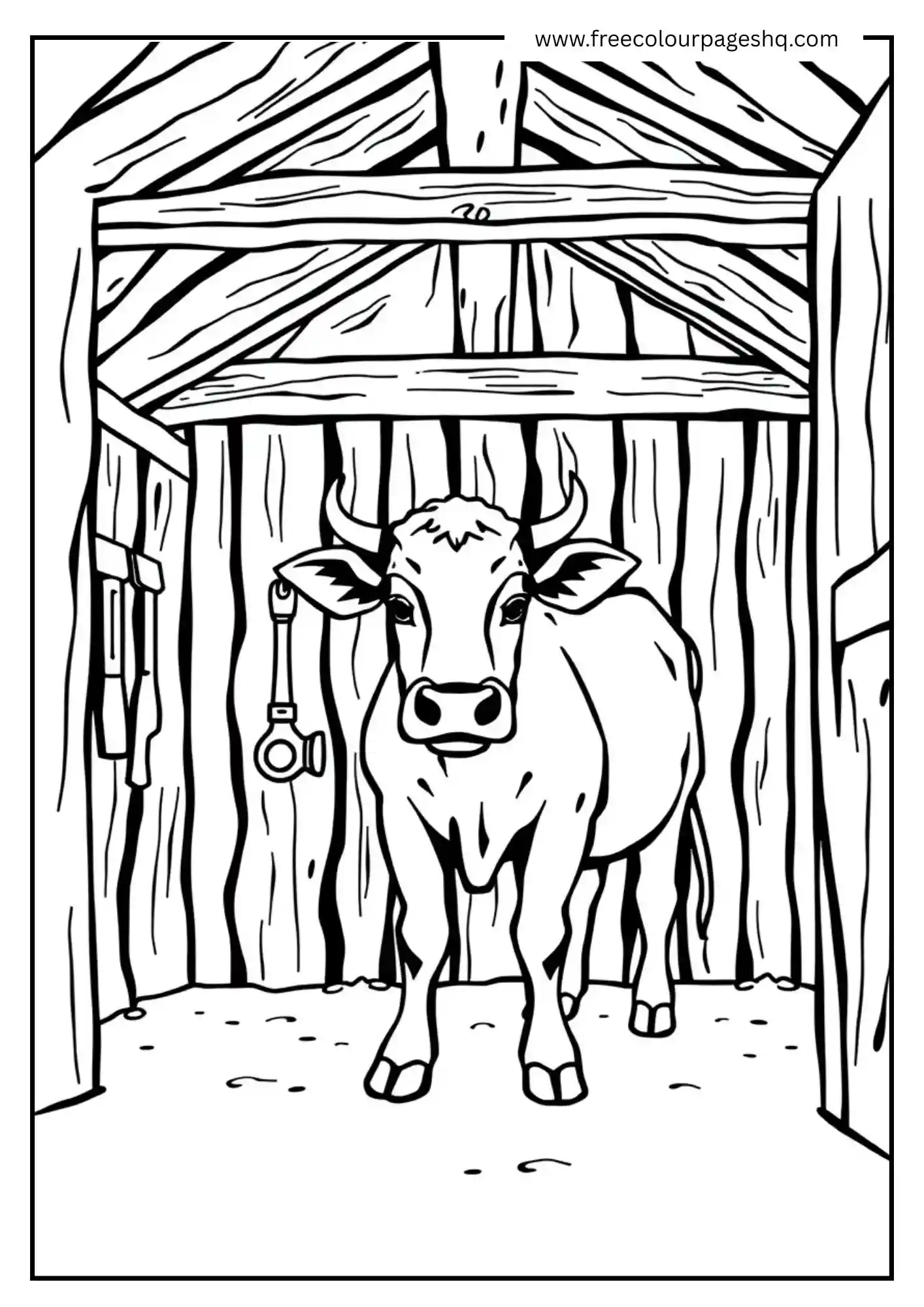 Cow in Barn Interior Cow in Barn Interior