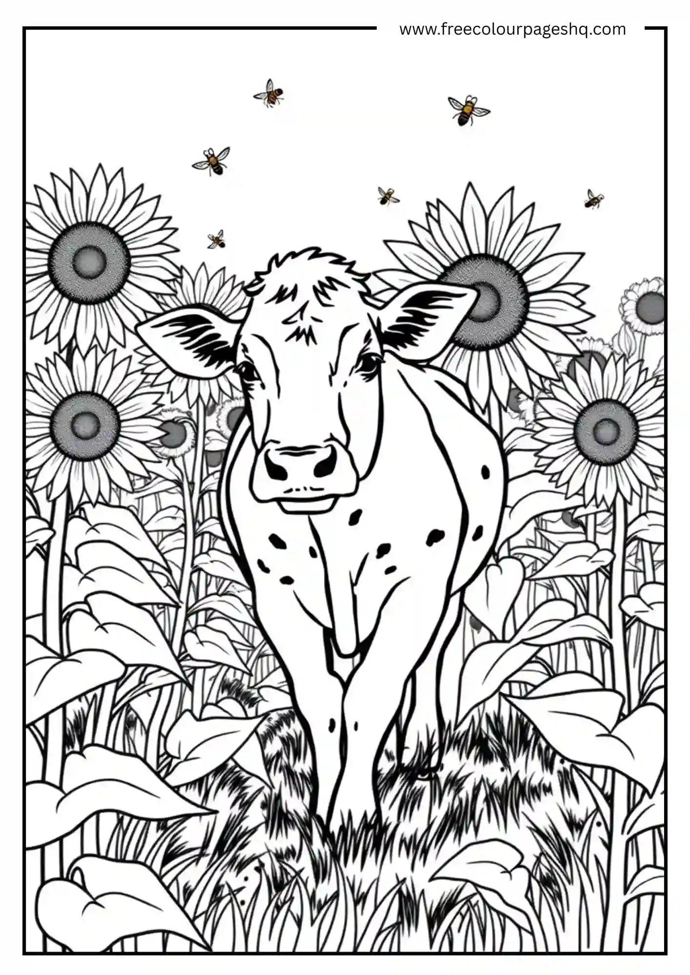 Cow in Sunflower Field Cow in Sunflower Field