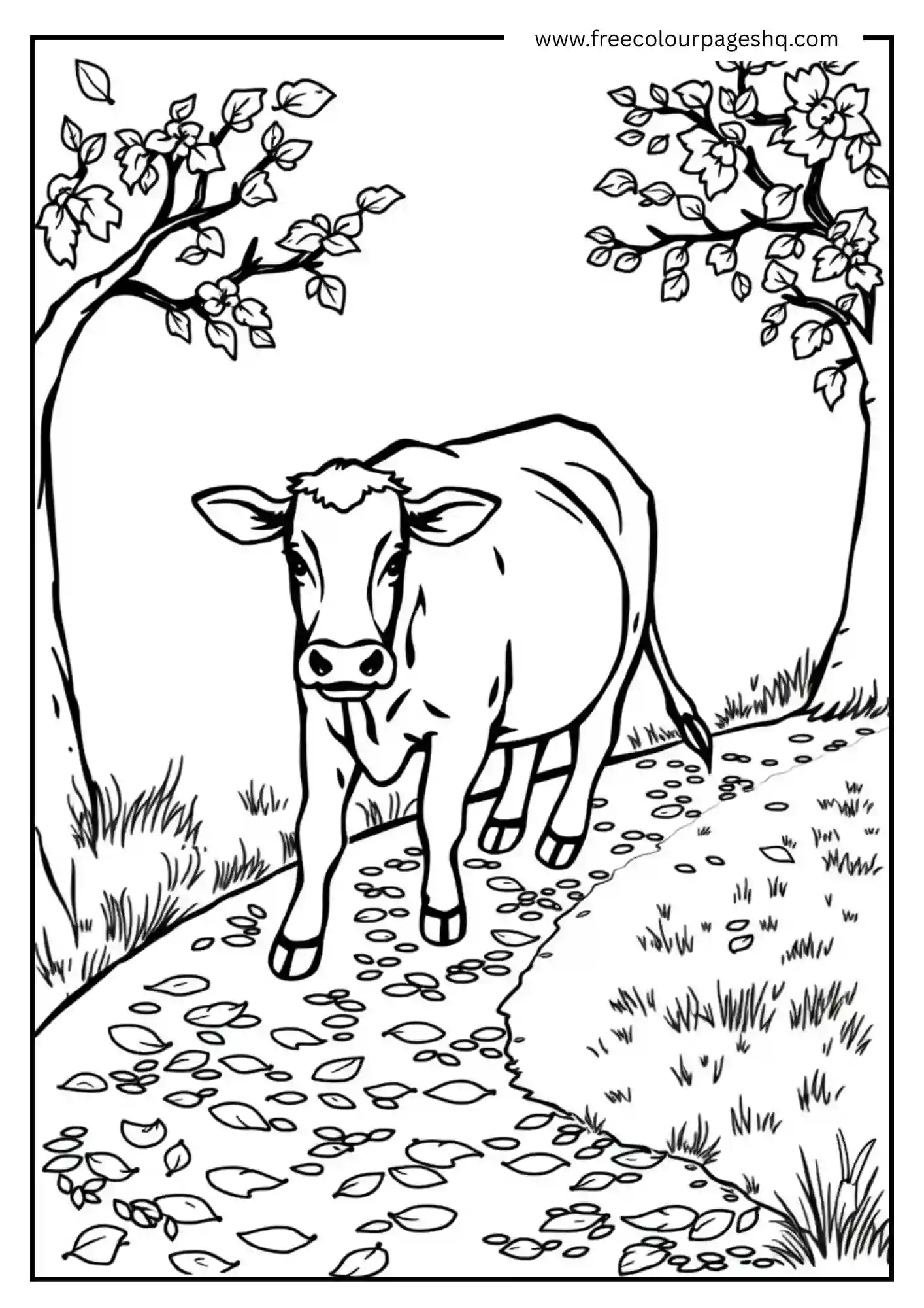 Cow on Autumn Trail Cow on Autumn Trail