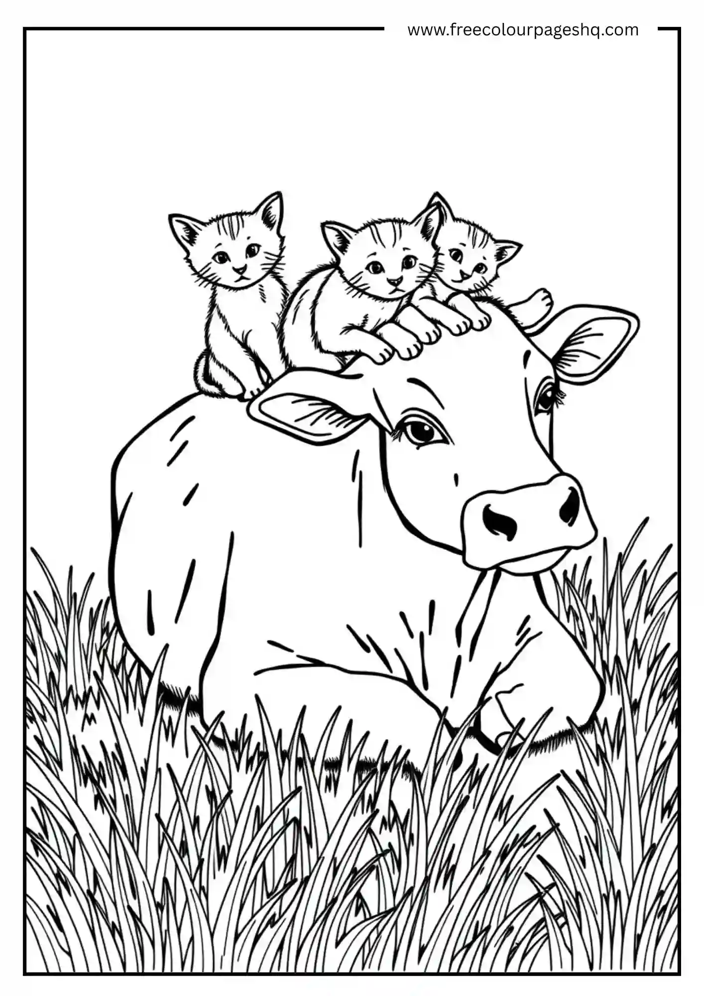 Cow with Kitten Friends Cow with Kitten Friends