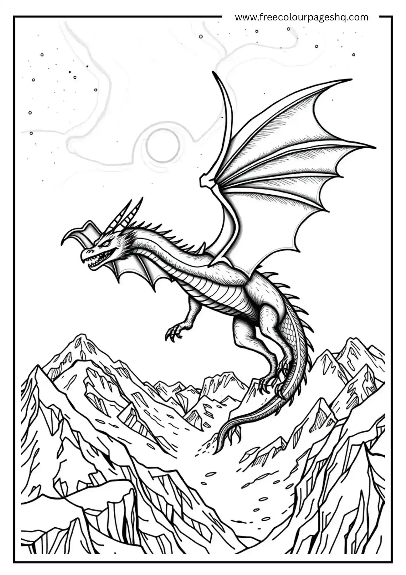 Dragon Flying over Snowy Mountains