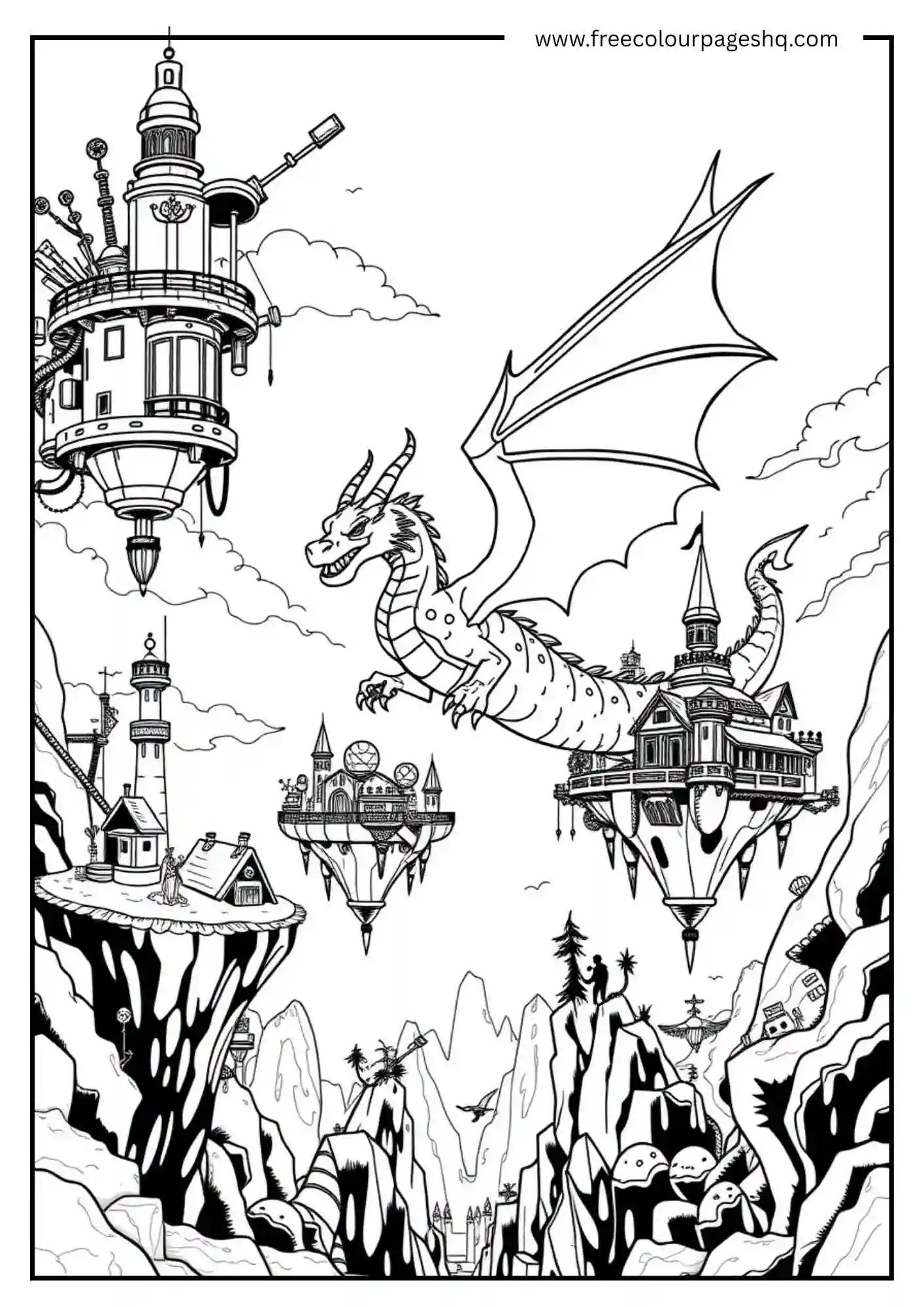 Dragon Flying over a City