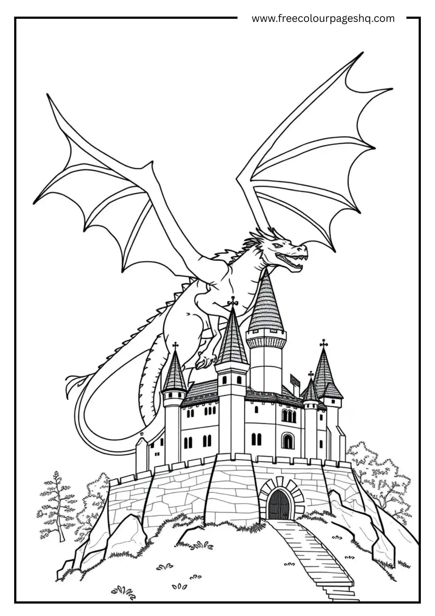 Dragon Landing on a Fortress
