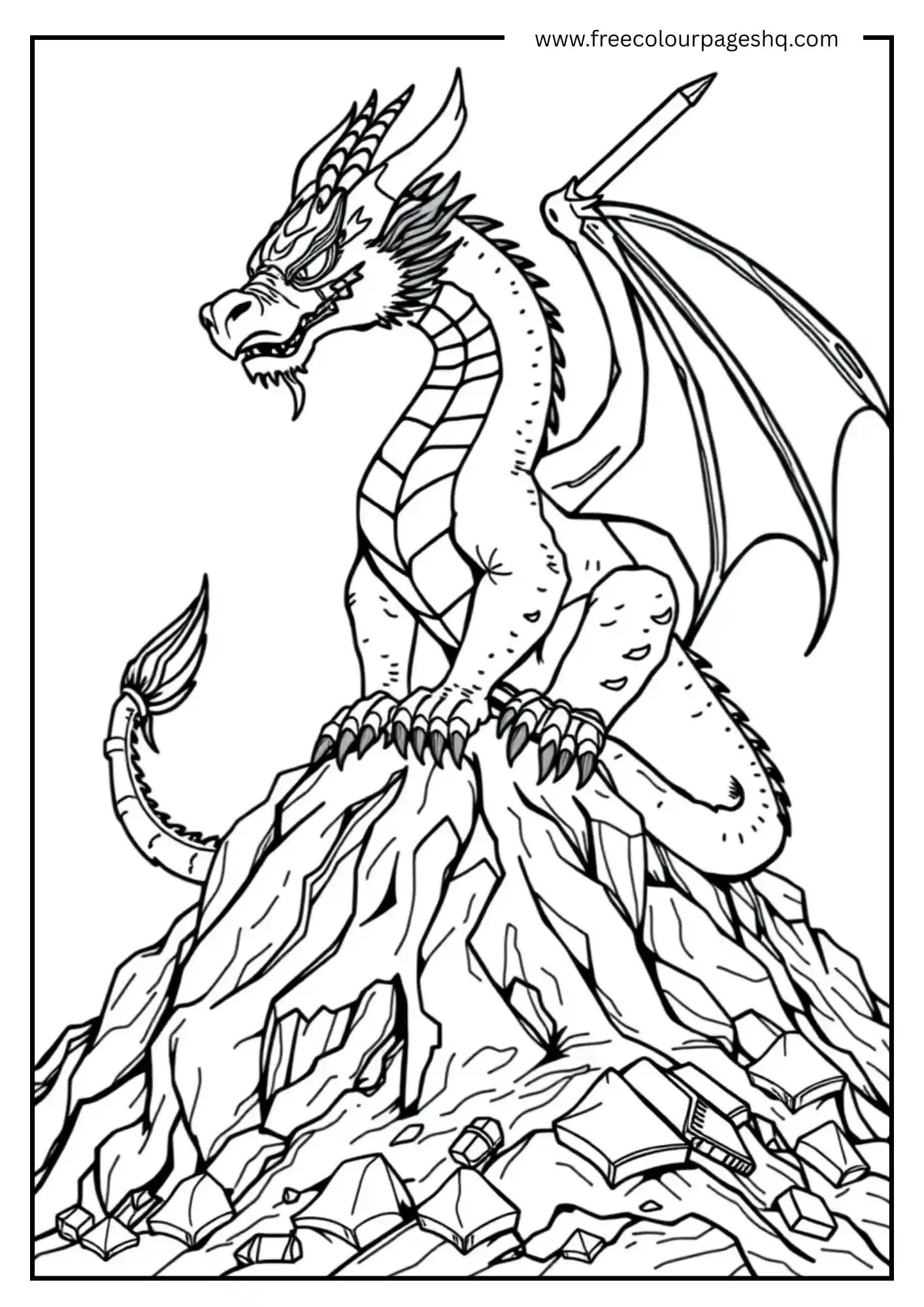 Dragon Perched on Rocks