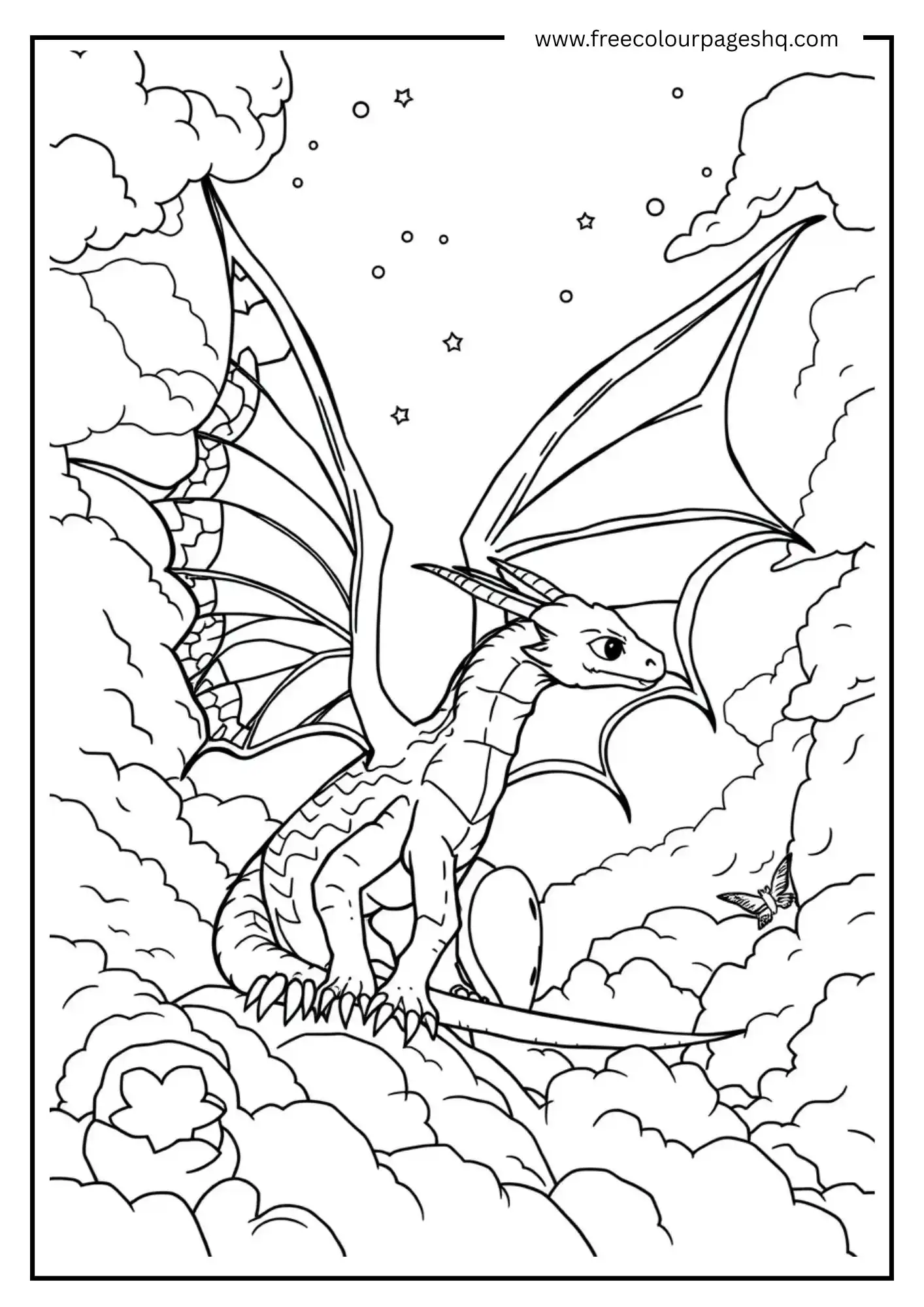 Dragon Resting on Clouds