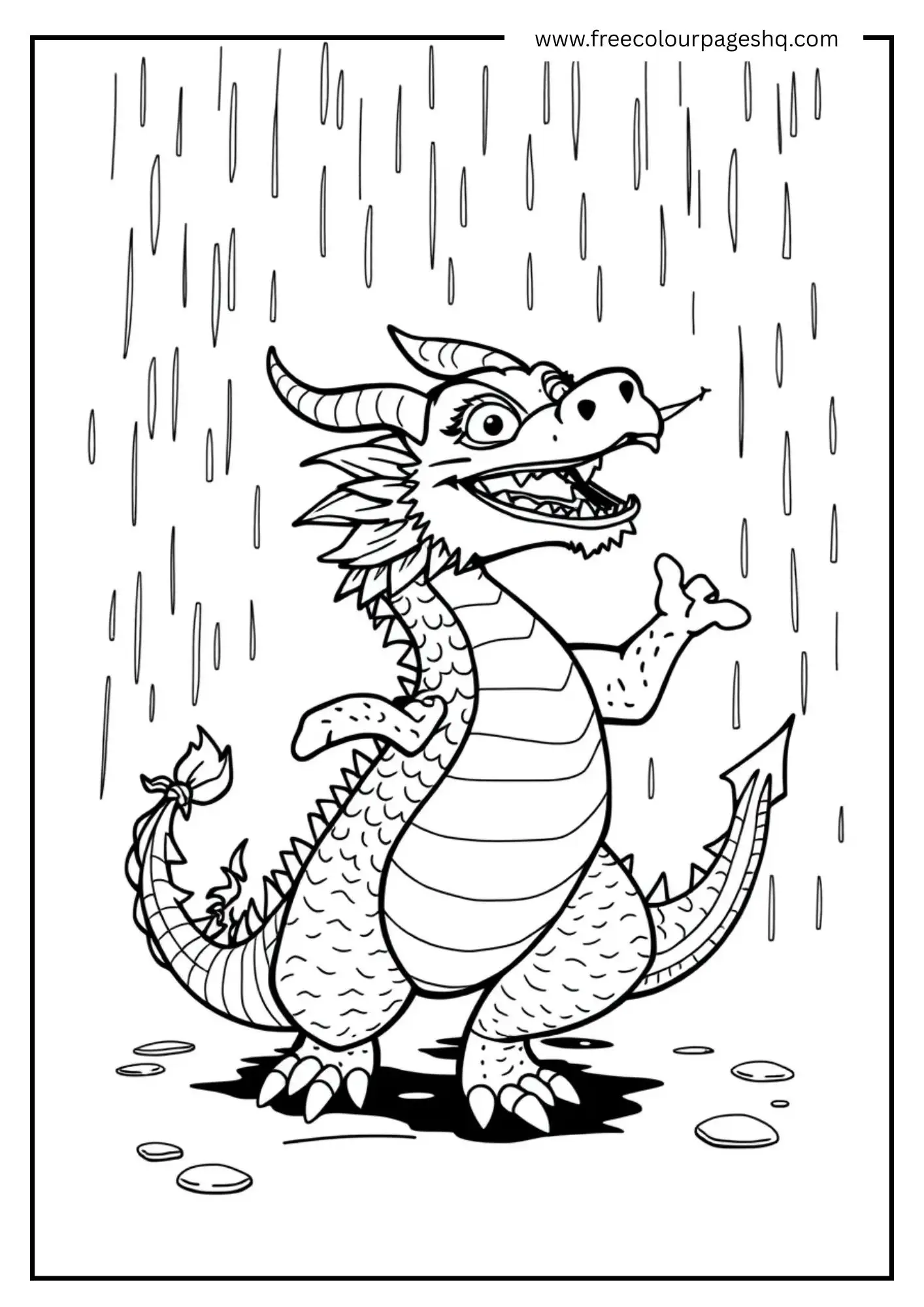 Happy Dragon in the Rain