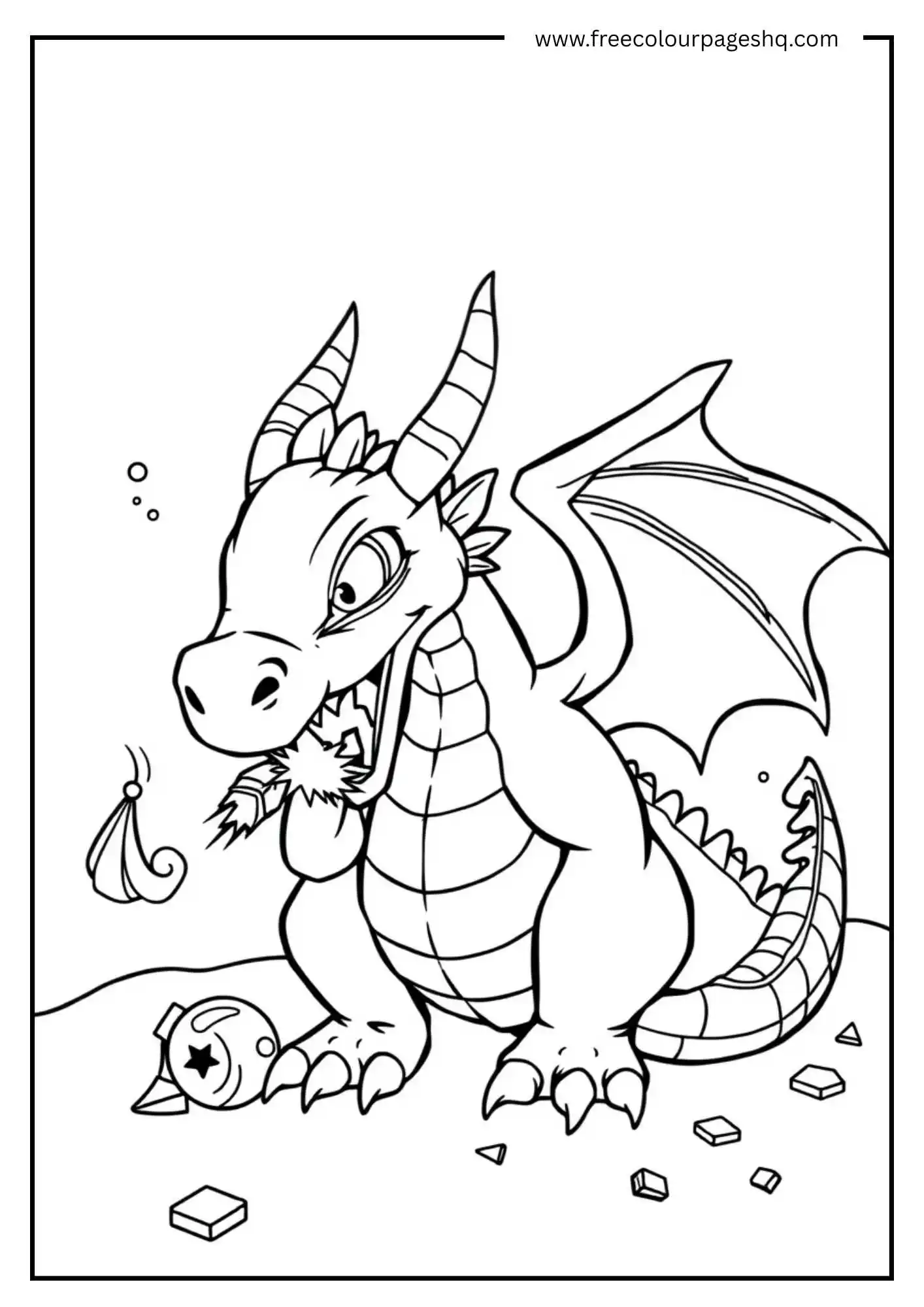 Happy Dragon with a Toy