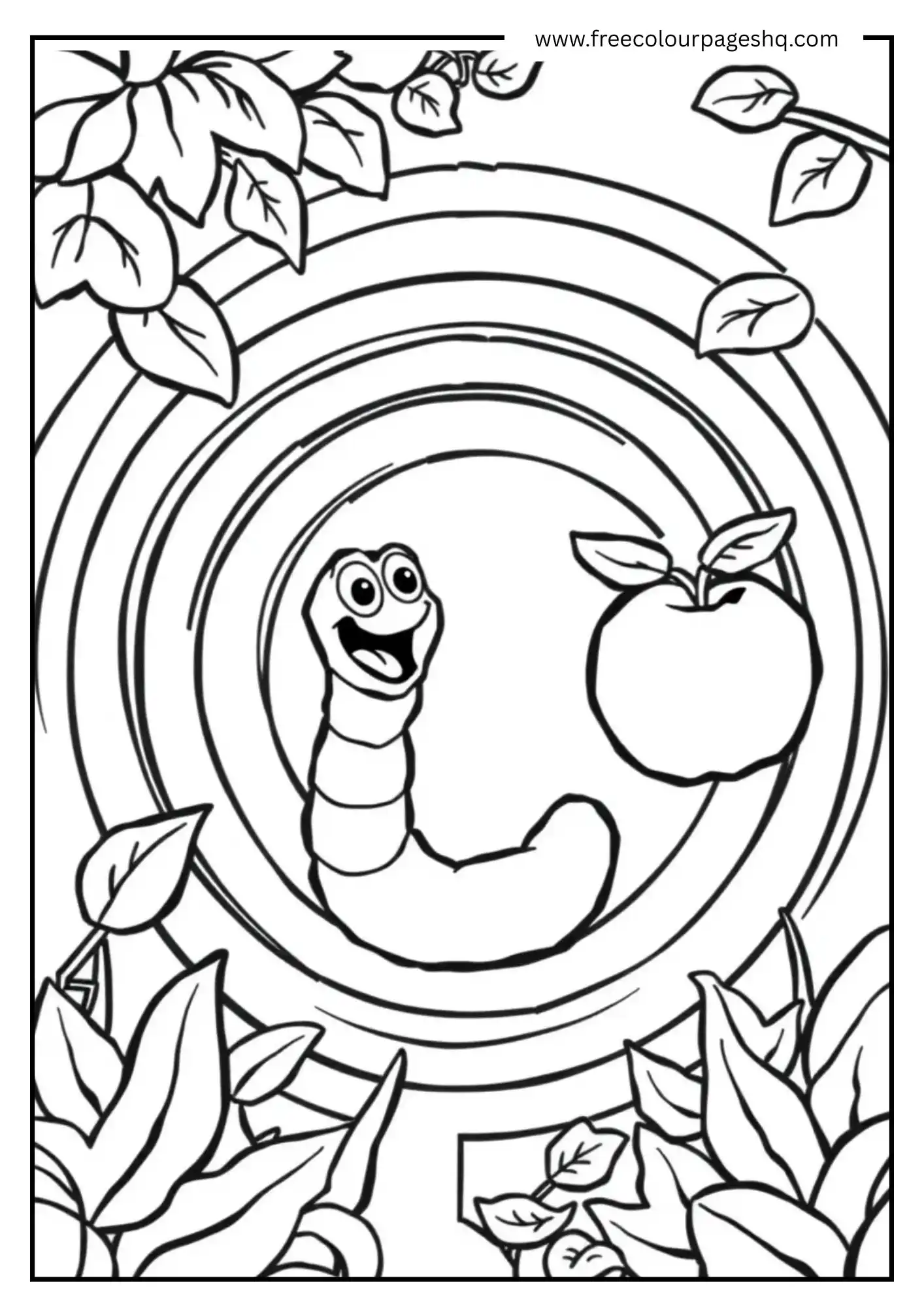 Happy Worm with Apple