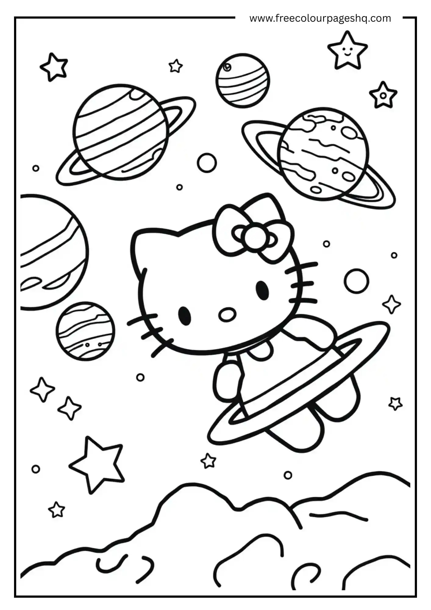 Hello Kitty Floating in Space