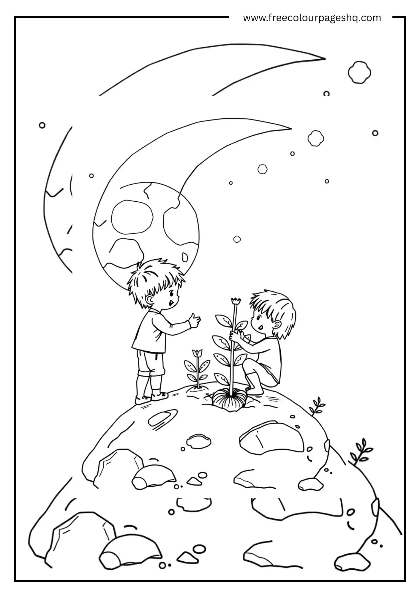 Kids Planting on Moon