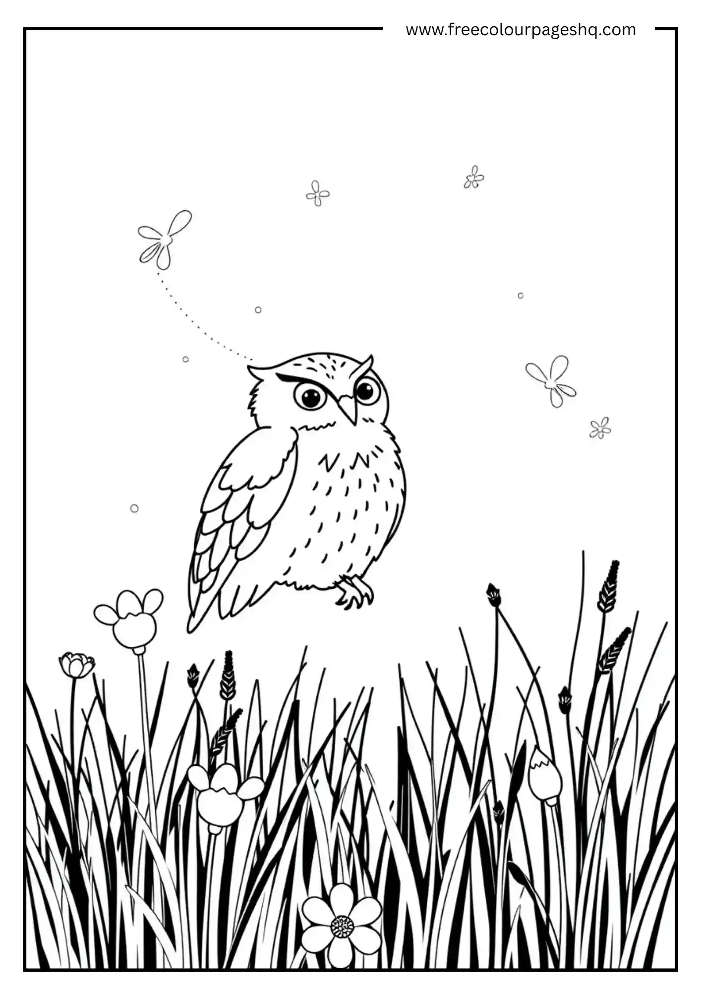 Owl flying on flower