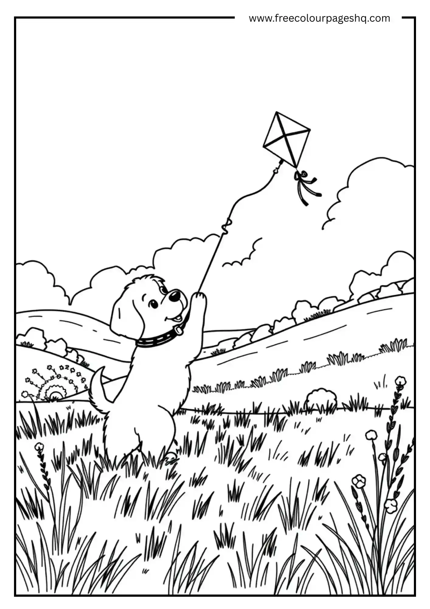 Playful Dog Flying a Kite