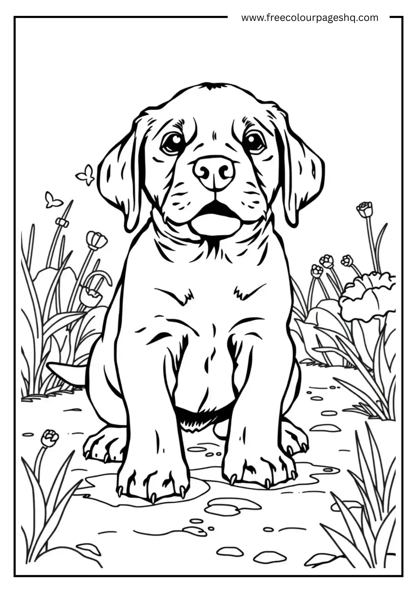 Puppy Sitting in Garden