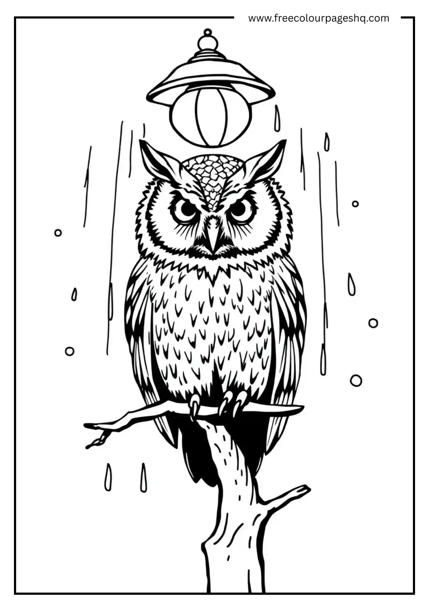 Streetlamp Rain Owl