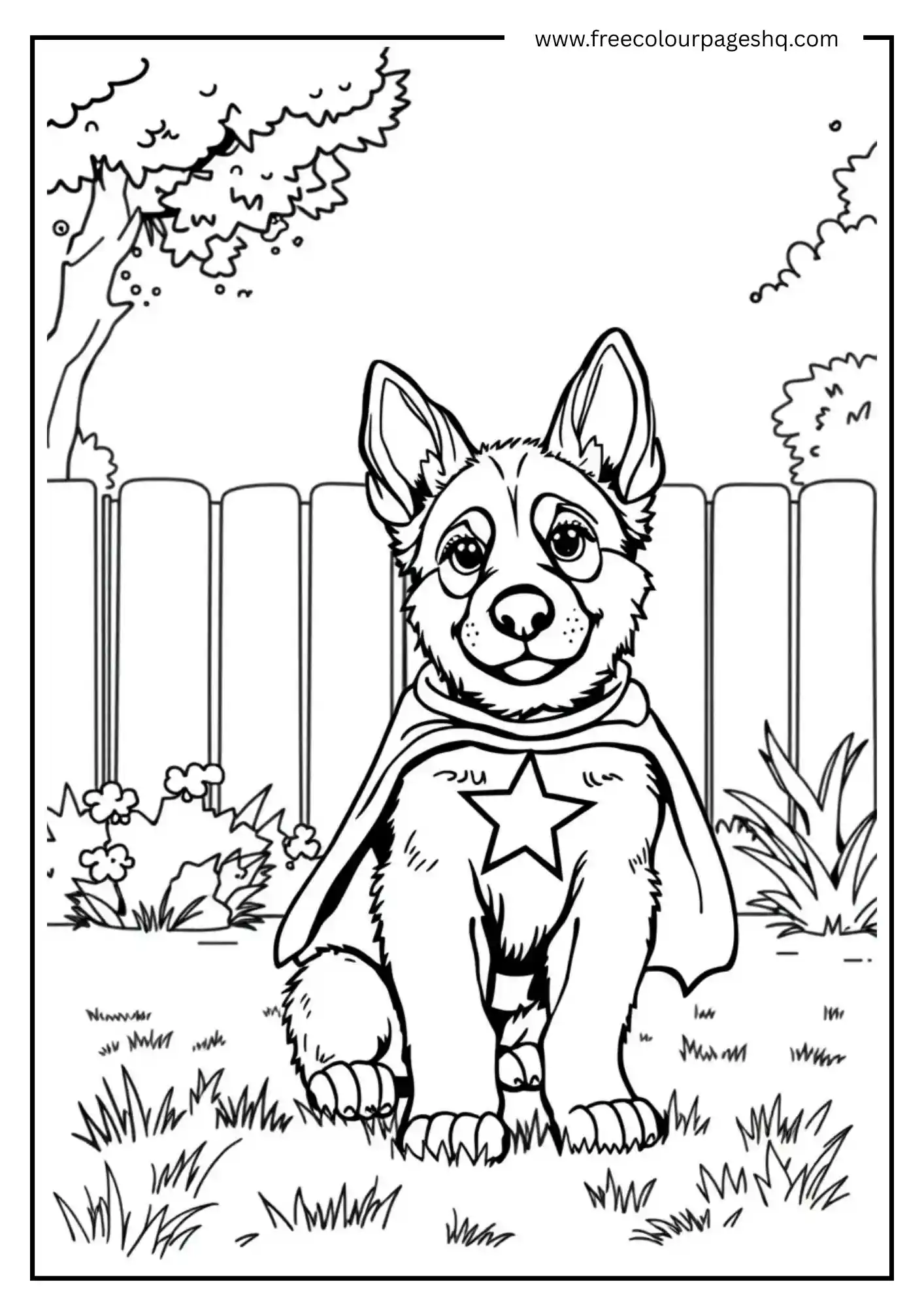 Superhero Puppy Coloring Page