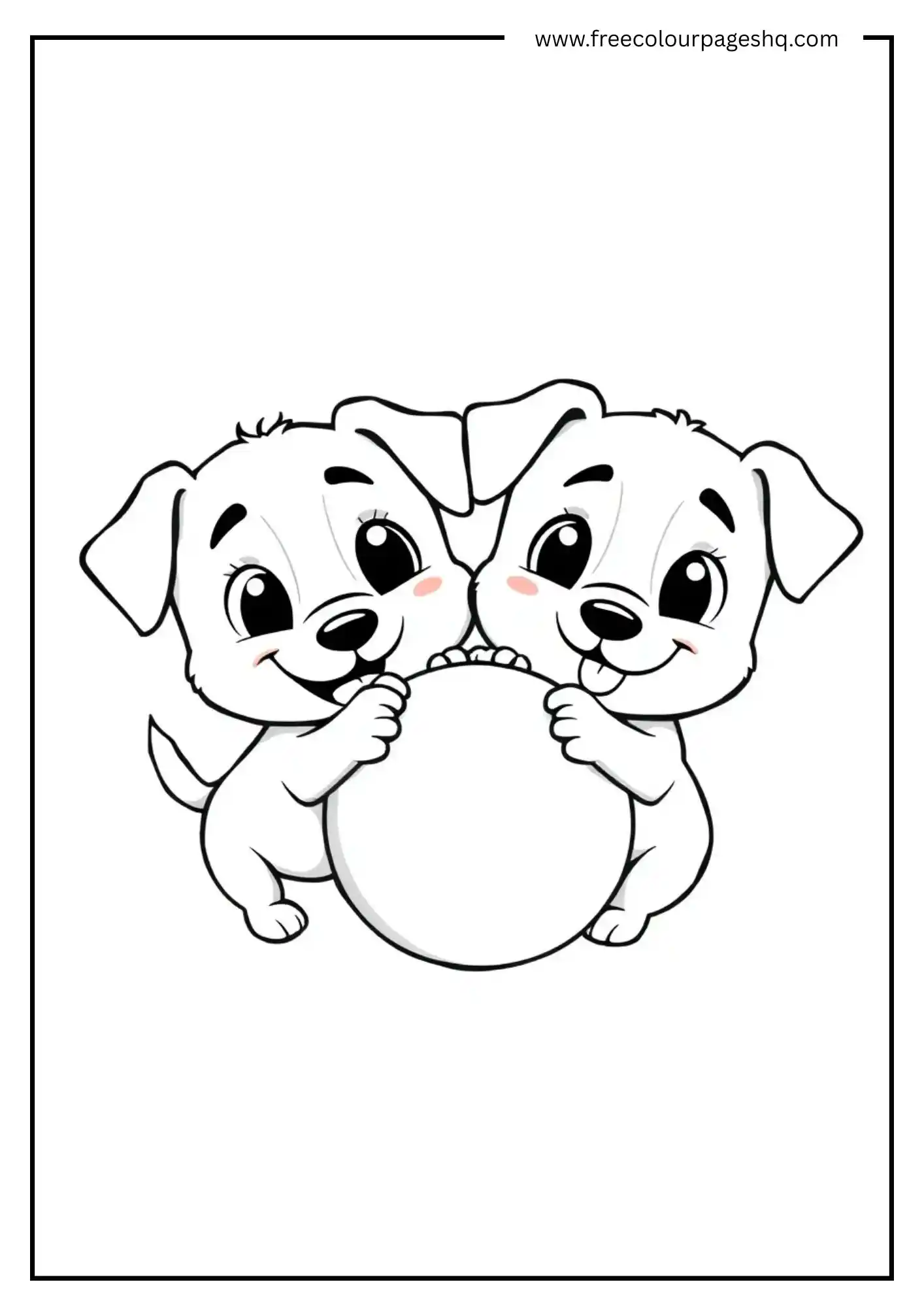 Two Dogs Tugging a Ball Together