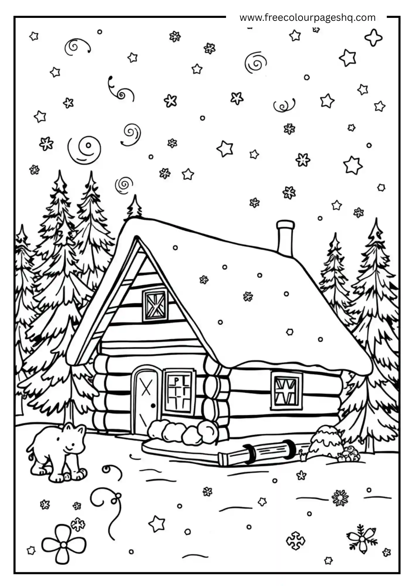 Snowy Cabin Scene