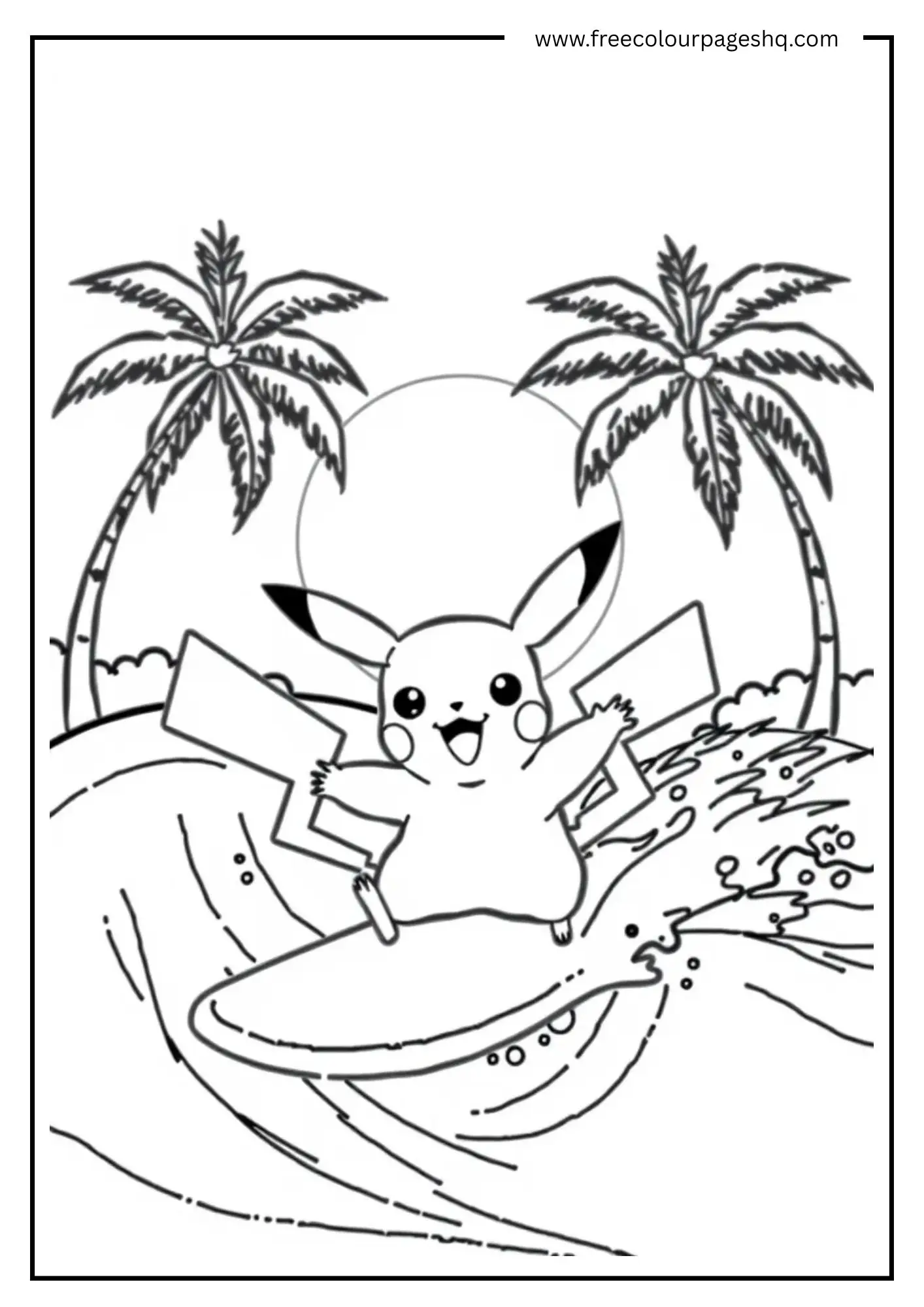 Pikachu Riding a Surfboard