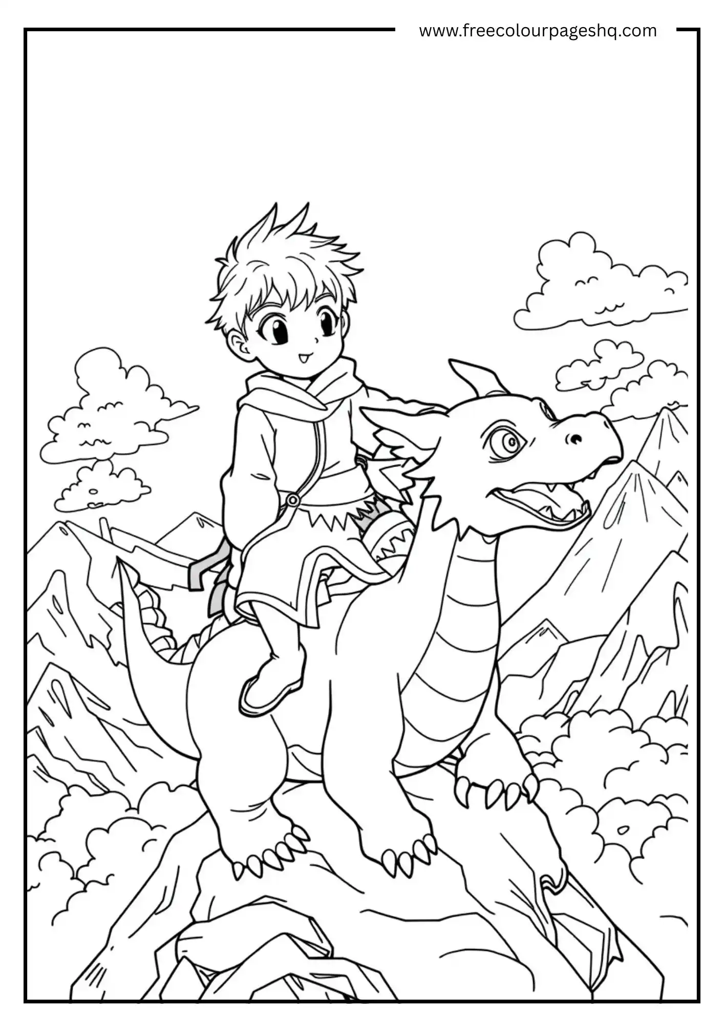 Anime Boy with Dragon Companion