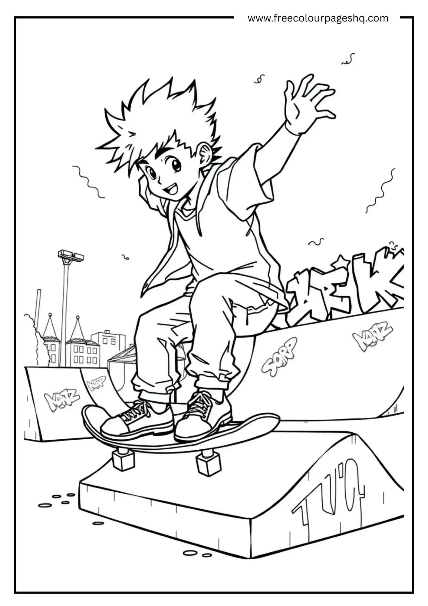Anime Boy with Skateboard