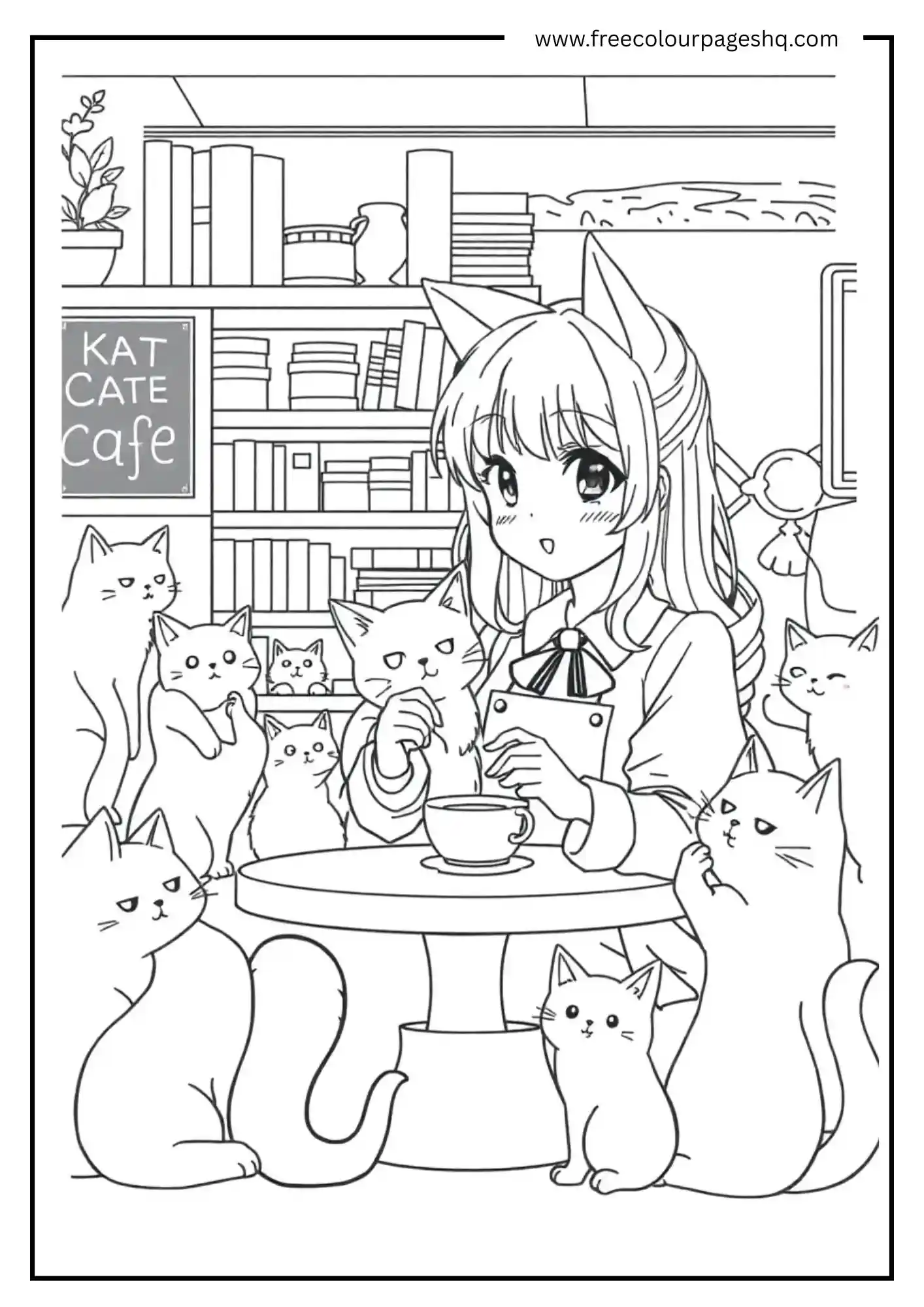 Anime Cat Cafe Scene