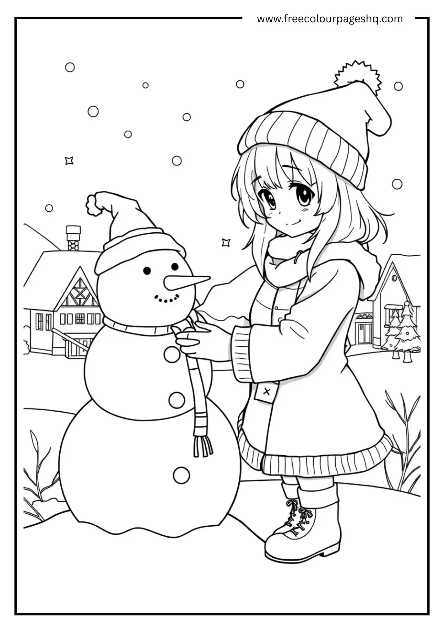Anime Girl and Snowman